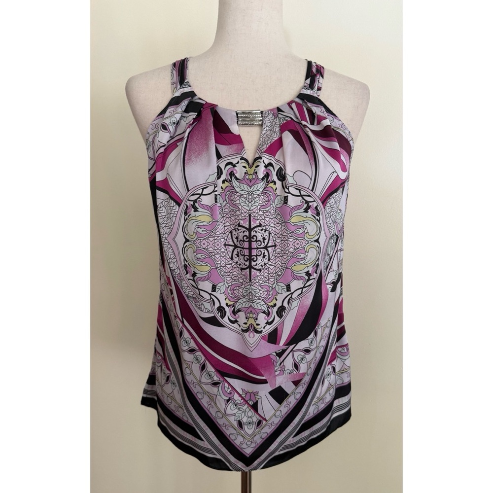Vintage Y2K Satin Halter Going Out Top White House Black Market Metal Beads Sz S